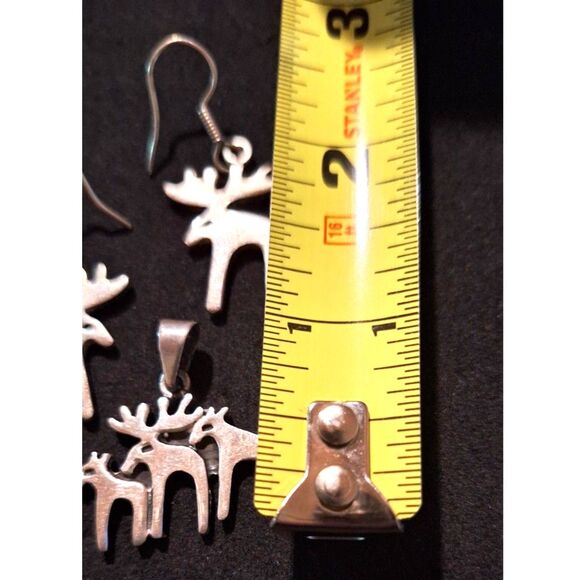 Sterling Moose Deer Family Earrings and Pendant Marked - Picture 5 of 5